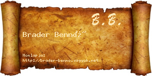 Brader Bennó névjegykártya